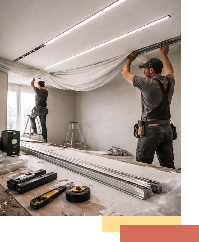 Монтаж натяжных потолков со световыми линиями в Нальчике