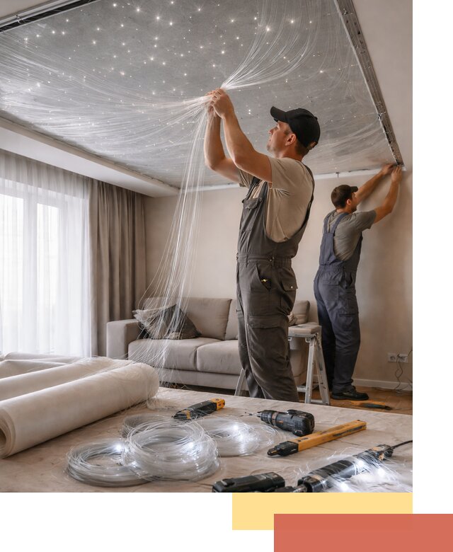 Монтаж натяжного потолка «Звездное небо» в Нальчике