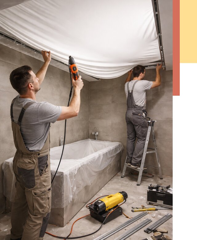 Монтаж натяжного потолка в ванной в Нальчике от 1244 руб. под ключ | ОТДЕЛОЧНИК-Нль