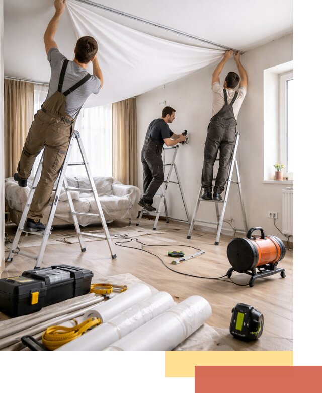 Монтаж натяжного потолка в гостиной в Нальчике