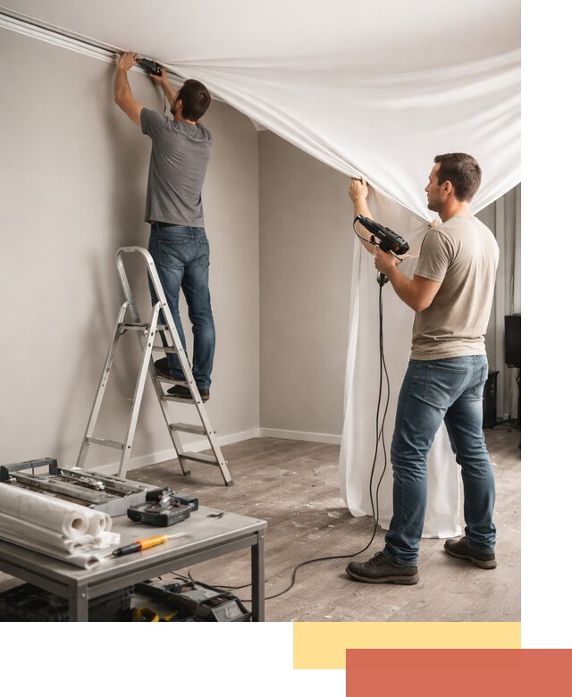 Монтаж натяжного потолка в студии в Нальчике