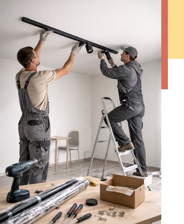 Установка трековых светильников в натяжной потолок в Нальчике от 4352 руб. | ОТДЕЛОЧНИК-Нль