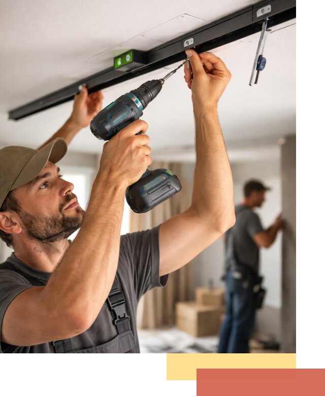 Установка трековых светильников в натяжной потолок в Нальчике