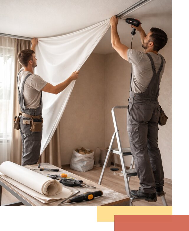 Замена полотна натяжного потолка в Нальчике быстро и качественно