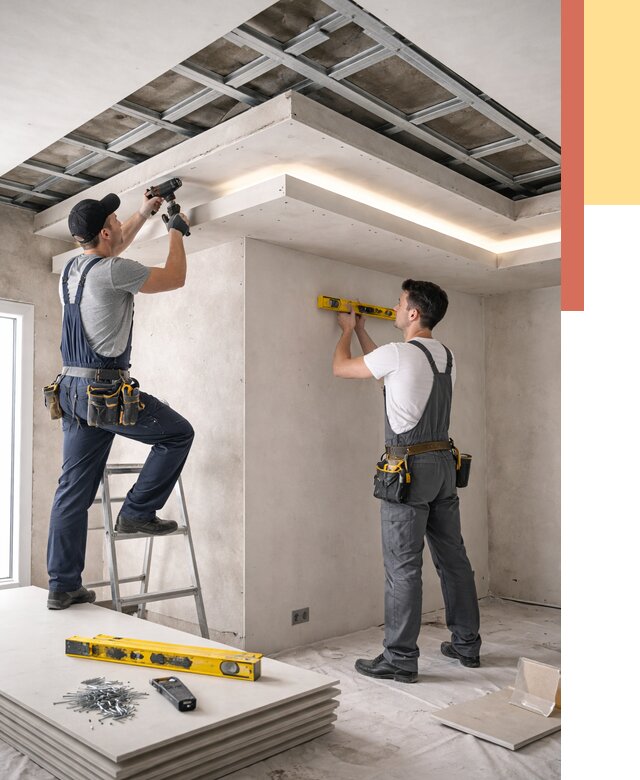 Двухуровневый потолок из гипсокартона в Нальчике от 1503 руб. под ключ | ОТДЕЛОЧНИК-Нль