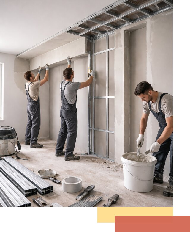 Монтаж потолка из гипсокартона с нишей в Нальчике