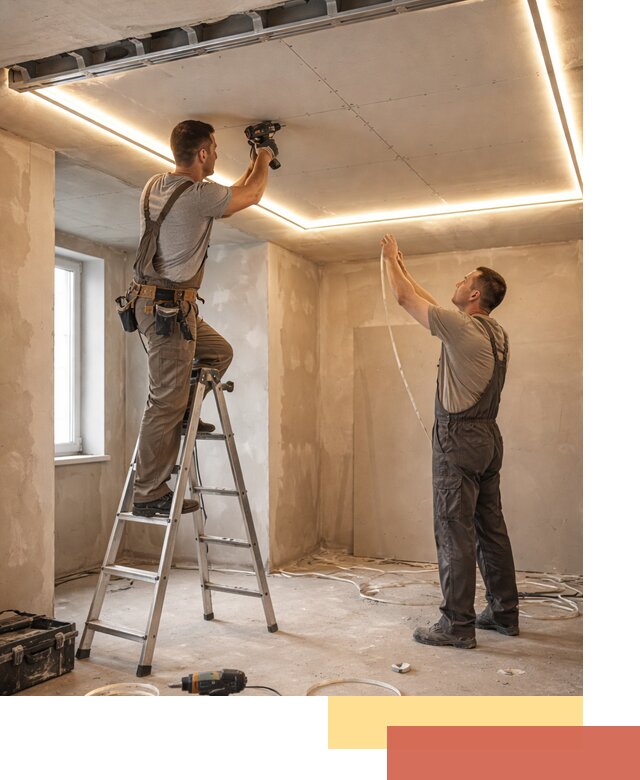 Потолок из гипсокартона с подсветкой в Нальчике