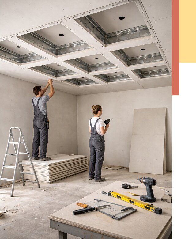 Кессонный потолок из гипсокартона в Нальчике от 1917 руб. — монтаж и под ключ | ОТДЕЛОЧНИК-Нль