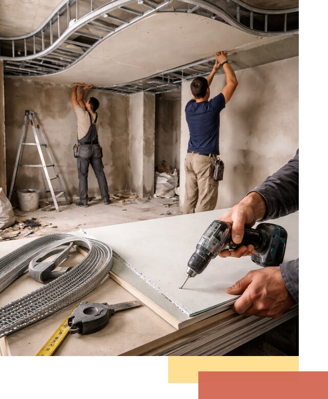 Криволинейный потолок из гипсокартона в Нальчике — монтаж и отделка