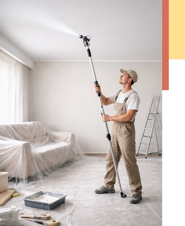 Покраска потолка краскопультом в Нальчике от 4663 руб. быстро и недорого | ОТДЕЛОЧНИК-Нль