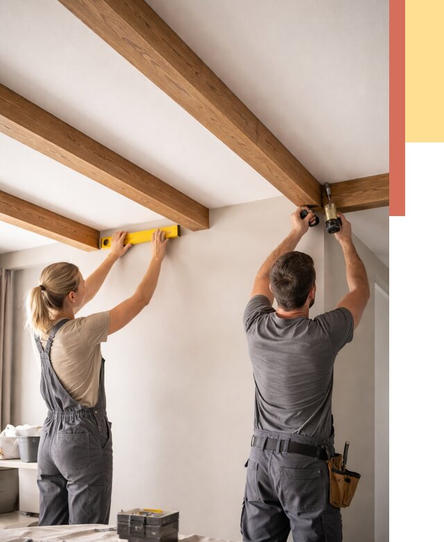 Монтаж декоративных балок на потолок в Нальчике от 4352 руб. — ОТДЕЛОЧНИК-Нль