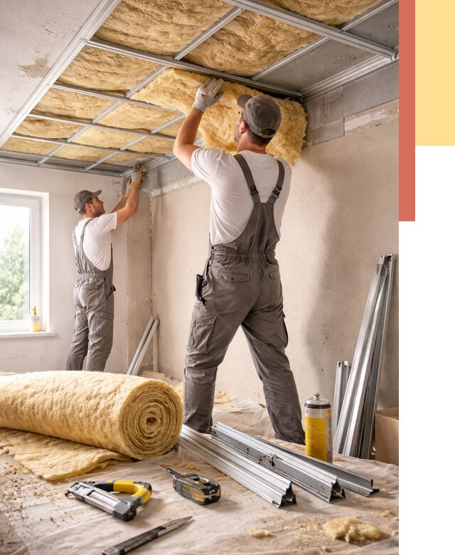 Утепление потолка в Нальчике от 7461 руб/м2 — недорого, быстро, под ключ | ОТДЕЛОЧНИК-Нль